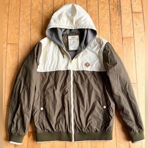 Jack & Jones J&J75 Hooded Bomber Olive and Cream Jacket Coat Size XL